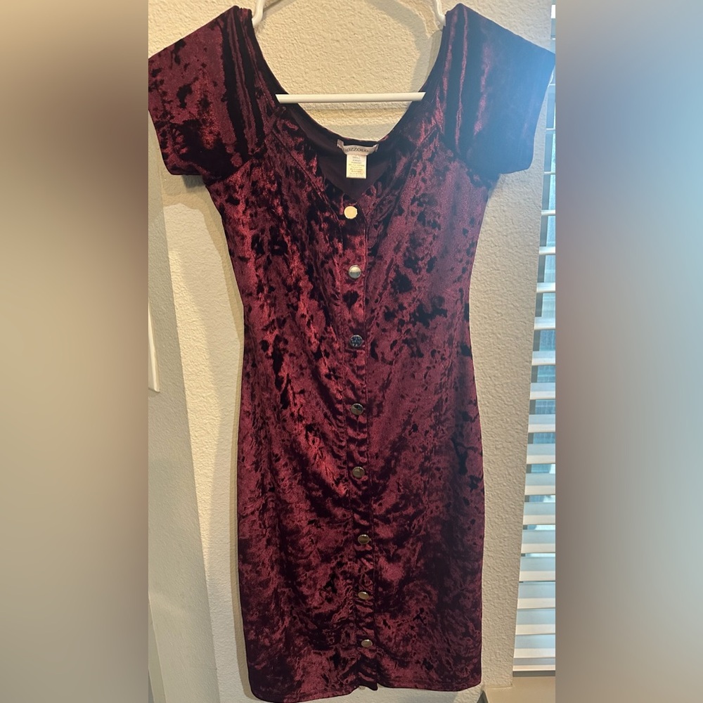 Maroon Velvet Bodycon Dress